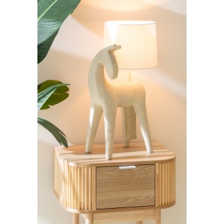 Comodino rotondo in legno beige 53x40x67 cm