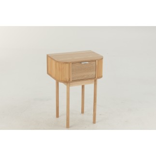 Table de nuit arrondie en bois beige 53x40x67 cm