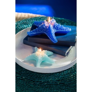 Vela em forma de estrela do mar, 2 horas, azul-celeste, 13 x 13 x 4,5 cm