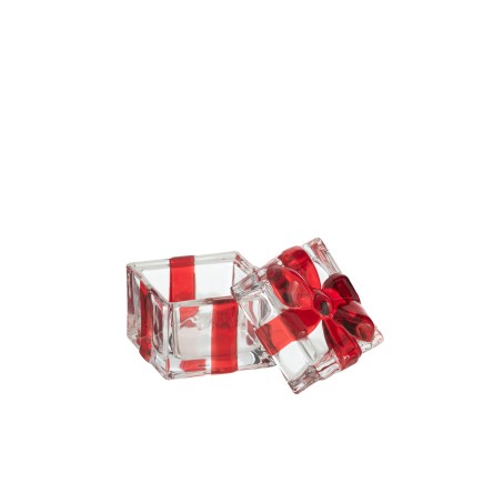 Caixa de presente em vidro vermelho 8,5 x 8,5 x 9 cm