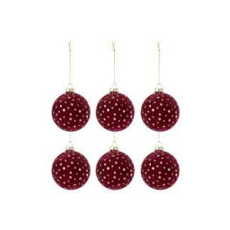 Boite de 6boules de Noël en verre Bordeaux 8x8x8 cm
