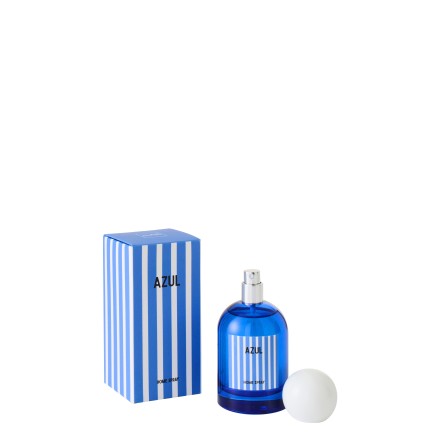 Spray d’ambiance « Salt & Waves » dans verre bleu 6x6x12.5 cm