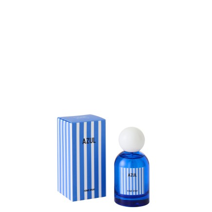 Spray d’ambiance « Salt & Waves » dans verre bleu 6x6x12.5 cm