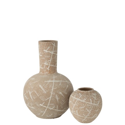 Vaso de cerâmica bege 34x34x52 cm