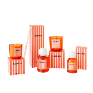 Bougie parfumée « Mandarine » dans verre orange 9.5x9.5x10 cm