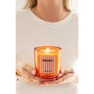 Vela perfumada «Mandarina» en vaso naranja 9,5 x 9,5 x 10 cm