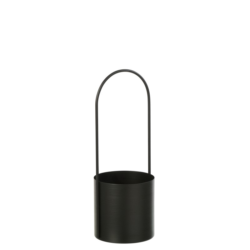 Cache-pot en métal noir 13x13x36 cm
