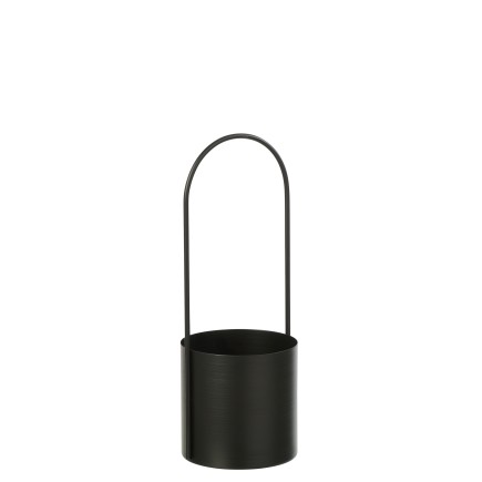 Cache-pot en métal noir 13x13x36 cm