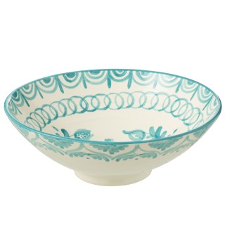 Grande saladeira em cerâmica azul claro 40x40x15 cm