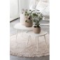 Tappeto rotondo con frange in cotone/lino/poliestere beige 150x150 cm
