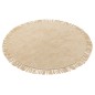 Tappeto rotondo con frange in cotone/lino/poliestere beige 150x150 cm
