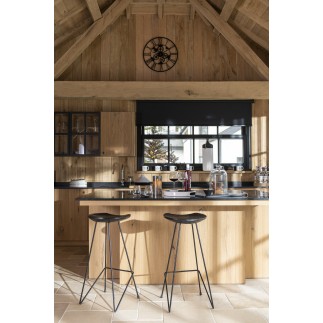 Sgabello da bar in legno nero 37x40x75 cm