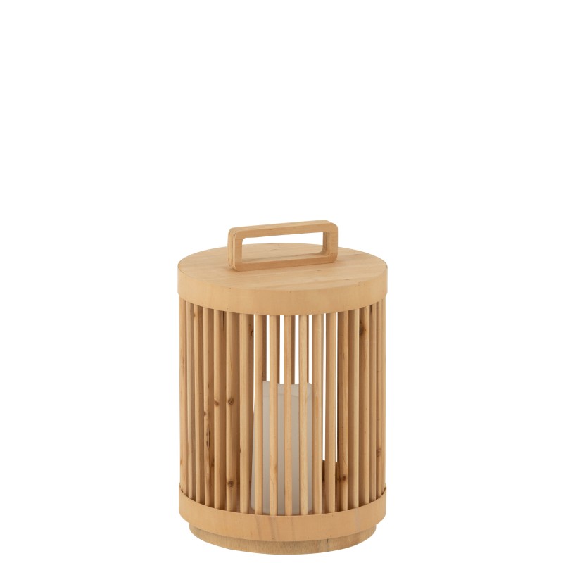 Lampada cilindrica in legno di abete beige 24.5x24.5x36 cm