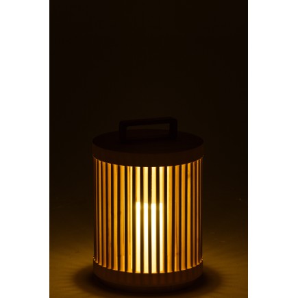 Lampada cilindrica in legno di abete beige 24.5x24.5x36 cm