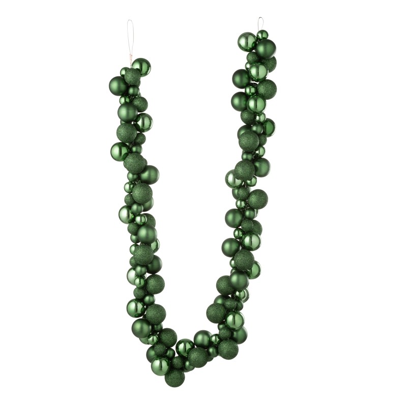 Guirlande de boules de Noël en plastique vert 160x10x10 cm Guirlande de boules de Noël en plastique vert 160x10x10 cm