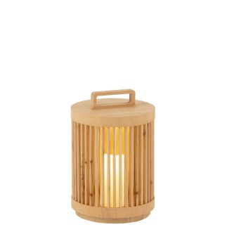 Lampada cilindrica in legno di abete beige 24.5x24.5x36 cm