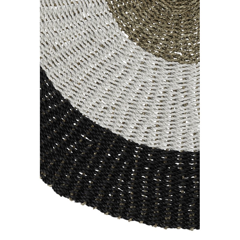 Tapis rond en polypropylène blanc et noir 120x120x2 cm Tapis rond en polypropylène blanc et noir 120x120x2 cm
