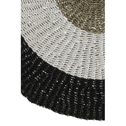 Tapete redondo em polipropileno branco e preto 120x120x2 cm