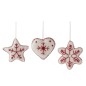 Set de 3 suspensions de Noël en textile rouge 15x3x15 cm