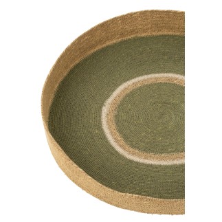 Plateau rond en roseau vert 50x50x7 cm