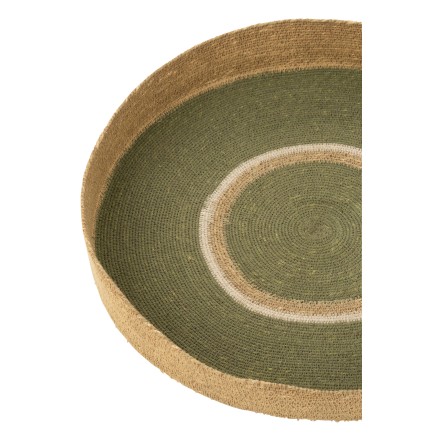 Plateau rond en roseau vert 50x50x7 cm