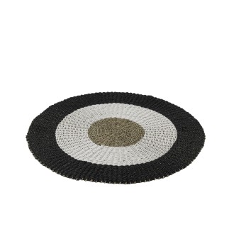 Tapete redondo em polipropileno branco e preto 120x120x2 cm
