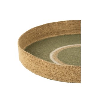 Plateau rond en roseau vert 50x50x7 cm