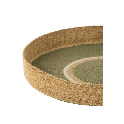 Plateau rond en roseau vert 50x50x7 cm