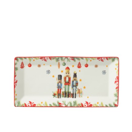 Plat rectangle en céramique blanc 33.2x16.2x2.5 cm