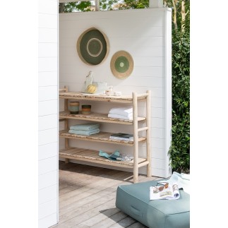Plateau rond en roseau vert 50x50x7 cm