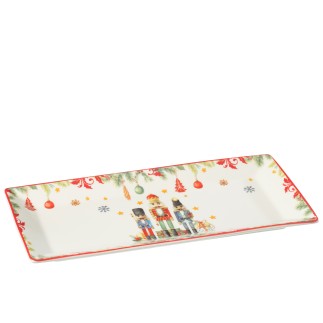 Plat rectangle en céramique blanc 33.2x16.2x2.5 cm