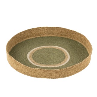Plateau rond en roseau vert 50x50x7 cm