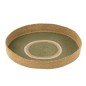 Plateau rond en roseau vert 50x50x7 cm