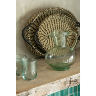 Vaso de agua de vidrio verde menta de 8x8x10 cm