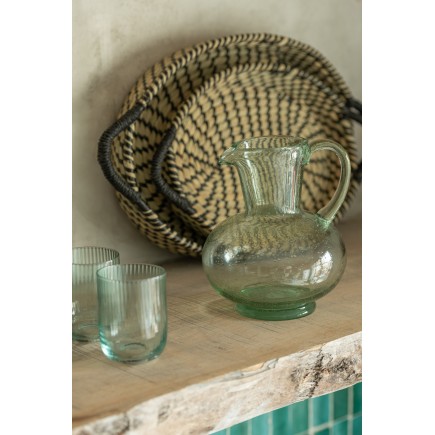 Vaso de agua de vidrio verde menta de 8x8x10 cm