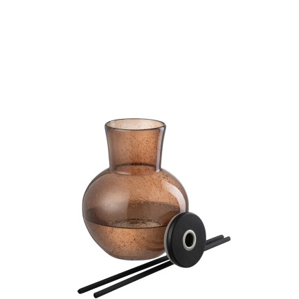 Vaso per olio profumato Li-Ly Land con coperchio in vetro marrone 15x15x19 cm