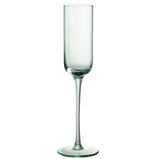 Vaso de champán de vidrio verde menta de 7x7x26 cm
