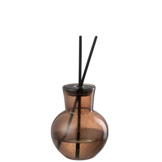 Huile parfumée vase couvercle Li-Ly Land en verre brun 15x15x19 cm