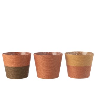 Cache-pot en corde marron 21.5x21.5x17 cm