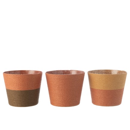 Cache-pot en corde marron 21.5x21.5x17 cm