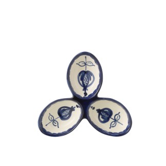 Piatto a 3 scomparti in ceramica blu scuro 24x24x4 cm
