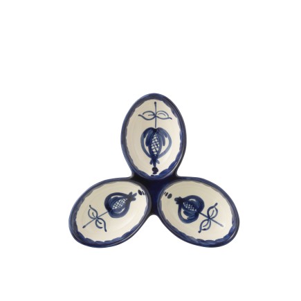 Piatto a 3 scomparti in ceramica blu scuro 24x24x4 cm