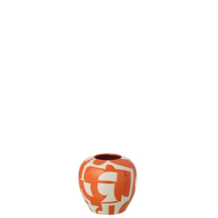 Jarrón geométrico de porcelana blanca 17 x 17 x 16 cm