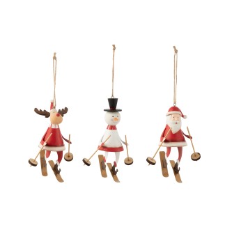 Set di 3 alberi di Natale in metallo rosso 6x11x21 cm