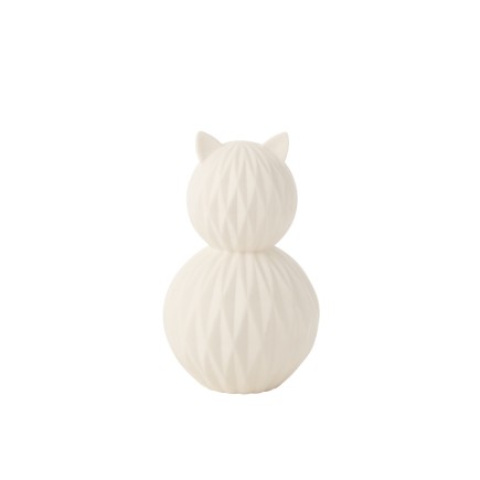 Lámpara led gato de porcelana blanca 13.5x13.5x22 cm