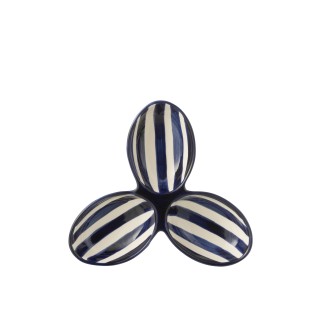Piatto a 3 scomparti in ceramica blu navy 24x24x4 cm