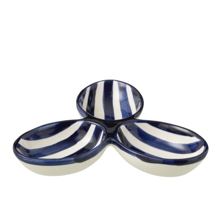 Piatto a 3 scomparti in ceramica blu navy 24x24x4 cm