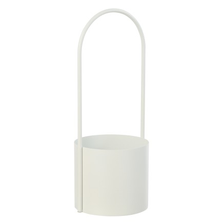 Cache-pot avec anse en métal blanc 18.5x18.5x48 cm