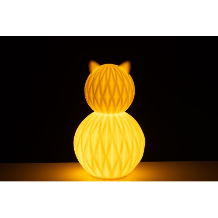 Lampe led chat en porcelaine blanche 13.5x13.5x22 cm