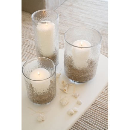 Bougeoir sur pied en verre transparent 19x19x49 cm